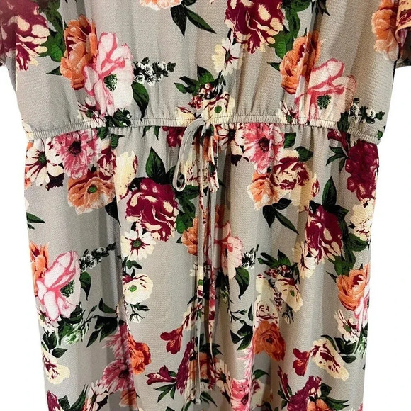 Apt.9 High Low Dress XL Floral Pattern Cold Shoulder Keyhole Drawstring Waist - Picture 4 of 8